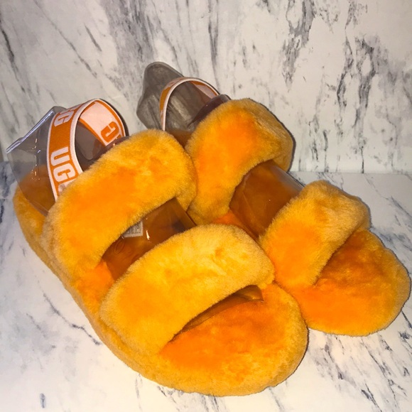 NEW Ugg oh yeah fluffy fur slides slippers - Picture 2 of 5